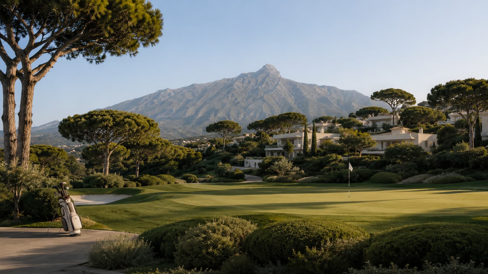 Costa del Sol golf course with La Concha mountain views
